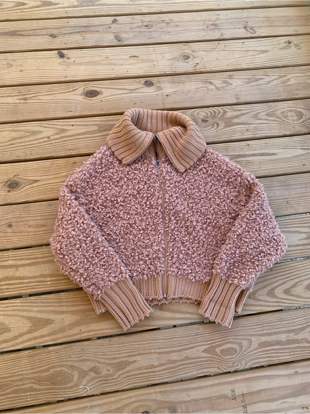 Love Tree Blush Pink Teddy Zip-Up Jacket